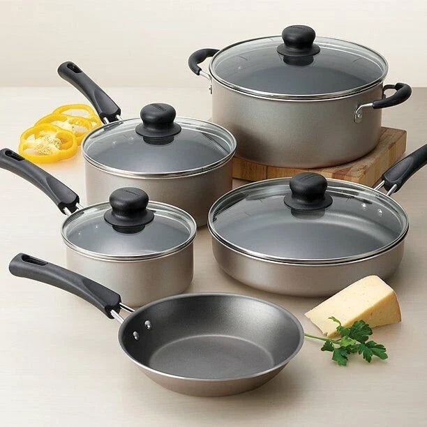 9-Piece Non-Stick Cookware Set, Champagne,New!