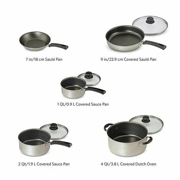 9-Piece Non-Stick Cookware Set, Champagne,New!