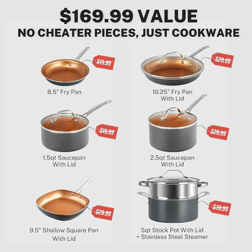 12-Pcs Ceramic Cookware Set Nonstick, Ceramic Pots & Pans Set